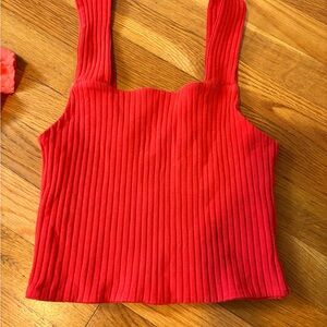 American Eagle Outfitters Red Ribbed Tank Top